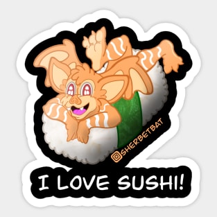 "I love Sushi" Sushi Bat Sticker